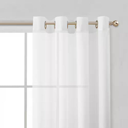 White Solid Grommet Sheer Curtain - 55 In. W X 84 In. L (Set of 2)
