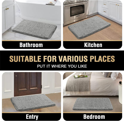 Bathroom Rug Tufted Bath Rug Bath Mat Non Slip Area Rug 24" X 36" Extra Soft Thick Absorbent Shaggy Kitchen Rug Indoor Mat Microfiber Bath Mat for Bathroom Fast Dry - Dove