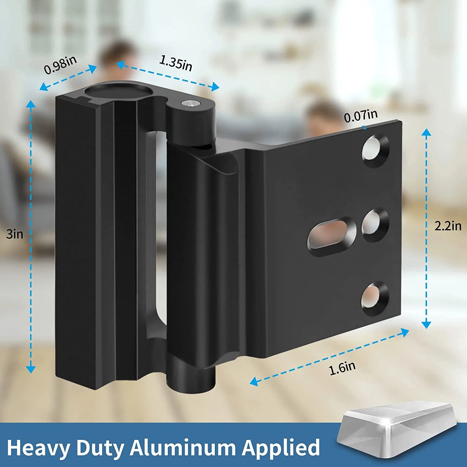 Home Security Door Lock Reinforcement Safety Latch Extra Front Doors Security Devices Withstand 800 Lbs, anti Door Kick in Security Protector for Door Inside, Child Proof Aluminum Door Locks