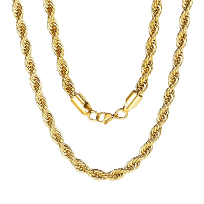 Men Necklace 18K Gold Plated Replacement Rope Chain for Men Gift 6Mm 20Inches 316L Stainless Steel