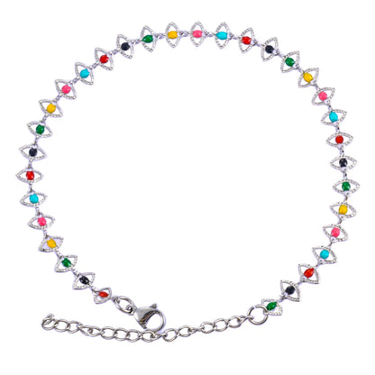 Stainless Steel Hand Chain Bracelet Color Eye Shape Creative DIY High Quality Men'S and Women'S Jewelry