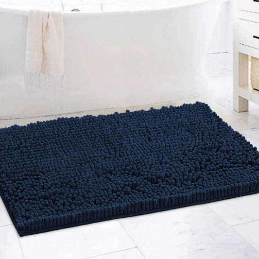 Bathroom Rugs Bath Mat Bath Rugs Bath Mats for Bathroom Non Slip Extra Thick Buncy Soft Chenille Bath Rug Fulffy Shag, Indoor Rug Carpet for Living Room (Navy, Extra Large 24" X 36")