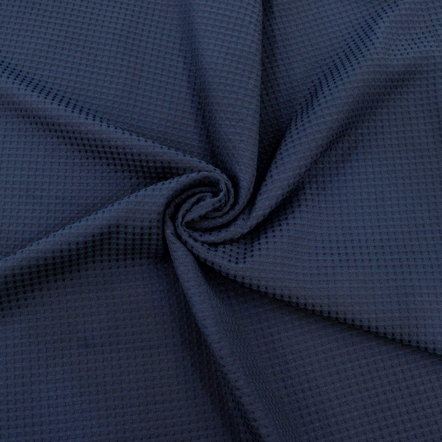 Waffle Weave Shower Curtain Hotel Luxury Spa, 230 GSM Heavy Duty Fabric, Water Repellent, Navy Blue, 71X72 Inch