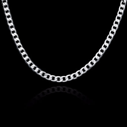 6MM 16Inch-24Inch Curb Chain Necklaces Silver Jewelry Men Necklace 925 Sterling Silver Necklace Colar Men Jewelry Accessories