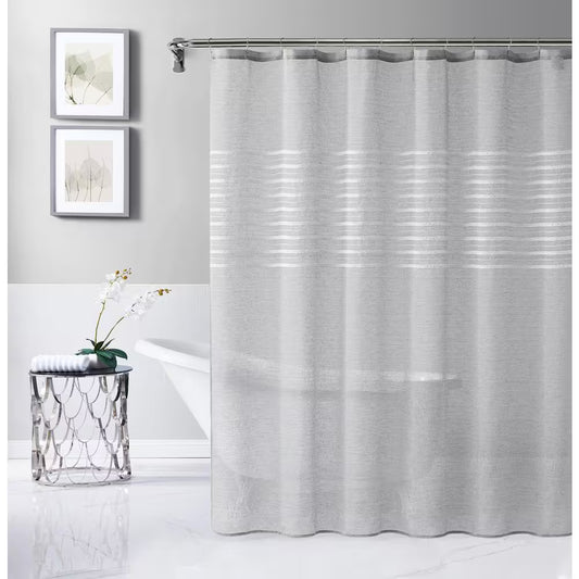 Daniella 72 In. W X 70 In. L Linen Look Polyester Shower Curtain in Gray
