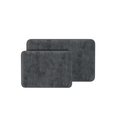 Gray 4-Piece Memory Foam Bathmats with Microfiber Top - Non-Slip Absorbent Rug Set