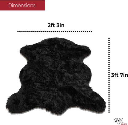 Silky Soft Faux Fur Rug, 2 Ft. X 4 Ft. Black Fluffy Rug, Made in France, Sheepskin Area Rug, Shaggy Rug for Living Room, Bedroom, Kid'S Room, or Nursery, Home Décor Accent with Non-Slip Backing