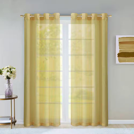 Gold Extra Wide Grommet Sheer Curtain - 55 In. W X 84 In. L