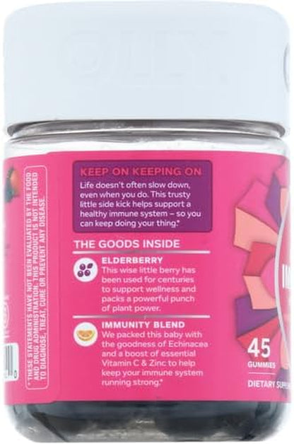 Immunity Gummy, Immune Support, Elderberry, Zinc, Vitamin C, Supplement, Berry Flavor, 15 Day Supply - 45 Count