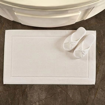 Cream Bath Mats, 21 X 34 Inches, Pack of 2 - 100% Ring Spun Cotton, Banded Design, Highly Absorbent, Machine Washable for Bathroom Floor