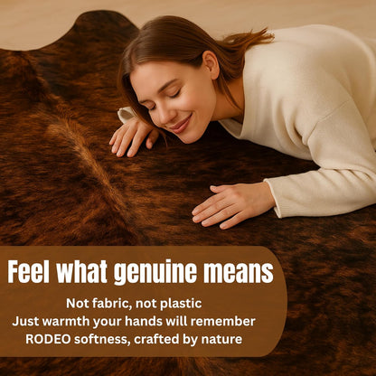 Genuine Cowhide Rug: Real Animal Print Rug for Western Home Decor & Rustic Cow Rugs for Living Room - Hand-Picked Western Rugs, 6X7Ft - Unique Country Style Hide Decor - Dark Brindle