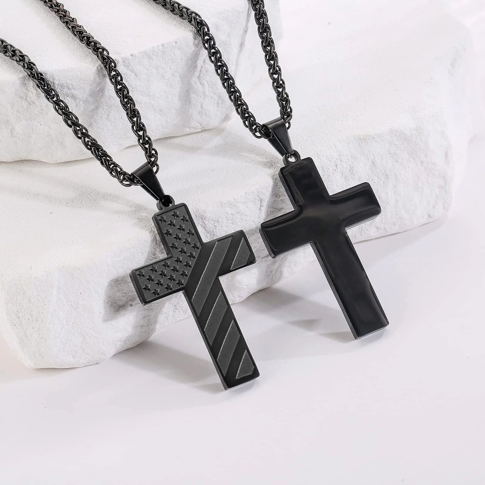 USA American Flag Patriotic 4Th of July Outfit Decoration Jewelry Gifts Stuff Accessories for Men Boys Kids Teen Teenage Dad Husband Grandpa Son Brother Boyfriend Preteen Tween Age Cross Necklace
