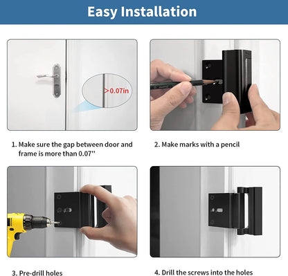 Home Security Door Lock Reinforcement Safety Latch Extra Front Doors Security Devices Withstand 800 Lbs, anti Door Kick in Security Protector for Door Inside, Child Proof Aluminum Door Locks